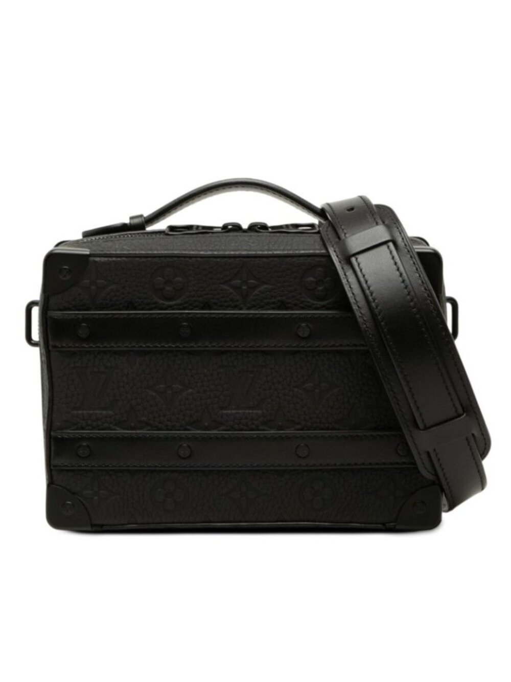Louis Vuitton Monogram Taurillon Soft Trunk Crossbody Shoulder Bag Black Noir